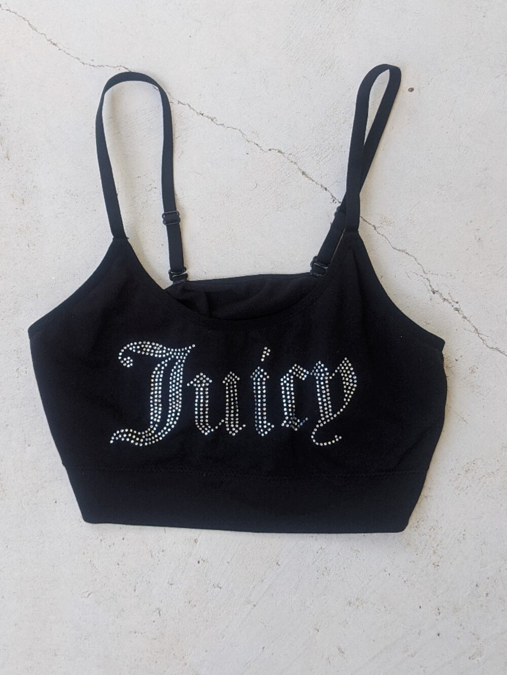 Juicy Couture black rhinestone lounge sports bra